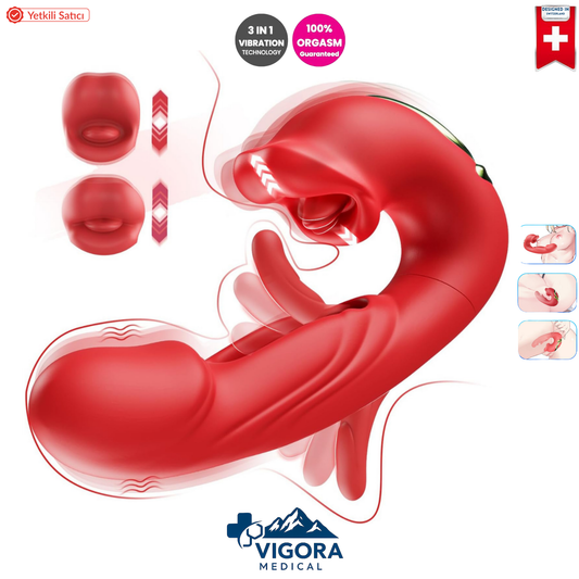 Nuvia™ - 3’ü 1 Arada G Noktası & Klitoris – 10 Fonksiyonlu Dil, Dudak & Göğüs
