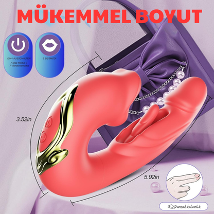 Nuvia™ - 3’ü 1 Arada G Noktası & Klitoris – 10 Fonksiyonlu Dil, Dudak & Göğüs